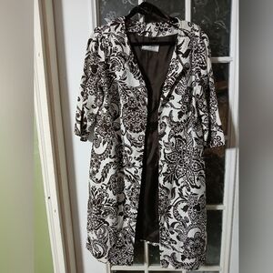 Willow Glen jacket Size  Med  Duster Brown Ivory Linen Blend Business Career